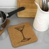 'Cocktail Glass' Square Cork Trivet/Pot Stand (TR00027498)