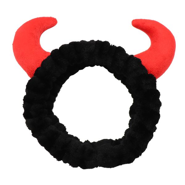 Aiphamy Devil Horn Facial Spa Headband Cosmetic Makeup Headband Skincare Headband for Washing Face Makeup (Black)