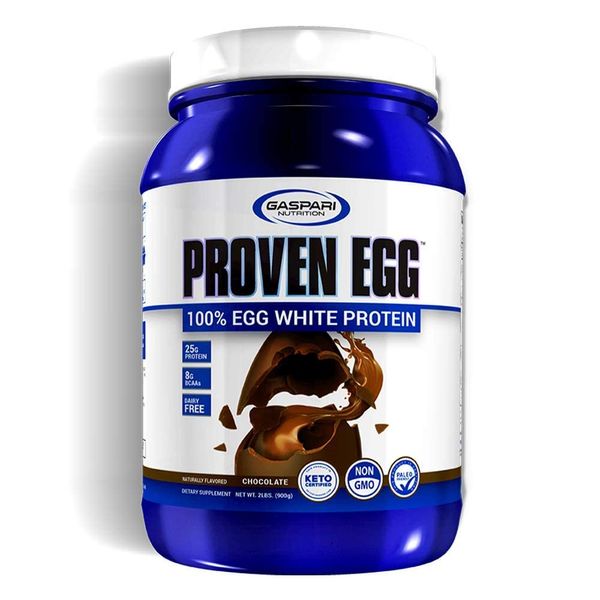 Gaspari Nutrition Proven Egg, 100% Egg White Protein, 25g Protein, Keto Friendly, Dairy Free, Lactose Free, Soy Free (2 lbs, Chocolate)