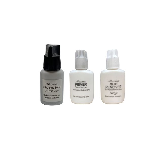 Alluring Ultra Plus Powerful Glue Adhesive Strong Long Lasting 5ml, Alluring Remover & Alluring Lash Primer