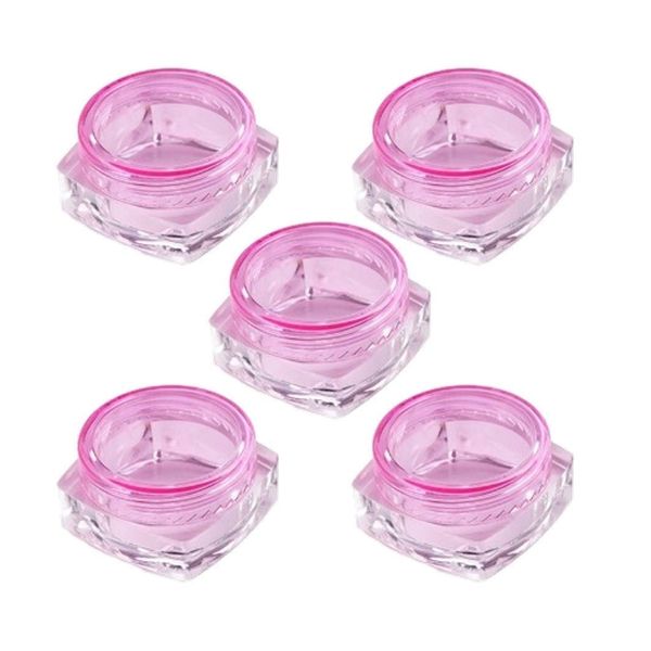 4ml Coloured Square Based Cosmetic or Lip Balm Pots - 5 Pack (Light Pink)