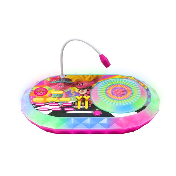 eKids Trolls Band Together DJ Party Mixer Turntable Toy with Built in Microphone for Kids, for Fans of Trolls Toys for Girls