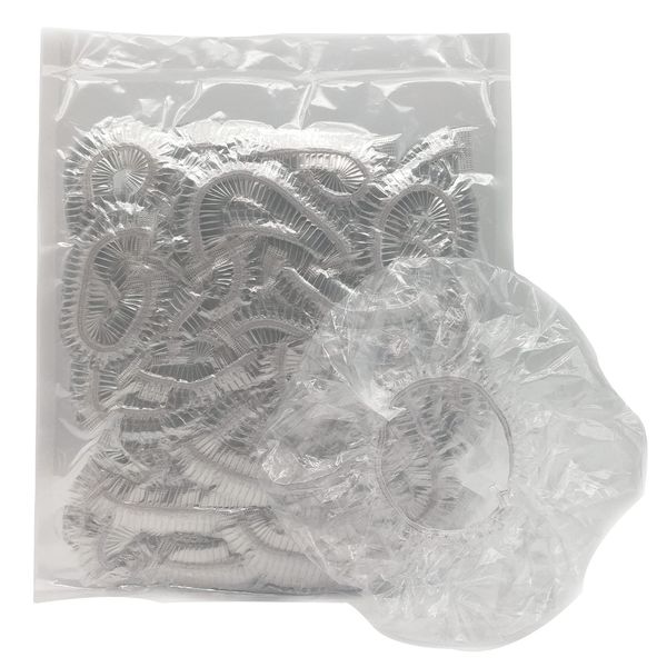 200 Einweg-Duschhauben aus transparentem Kunststoff mit Gummizug (2x 100er Pack)