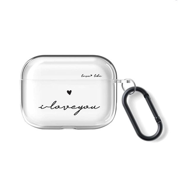 ONLYOU Airpods Pro Case, Stylish, Korean Airpods Pro2 Case, Cute TPU Letters, Logo Design, Clear, Transparent, Airpods Pro Cover, Adult Earphone Case, Carabiner, Hook (AirpodsPro (1/2nd Generation),