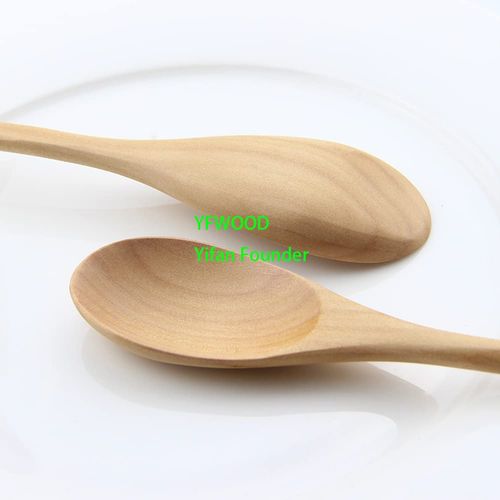 YFWOOD Spoons, Wooden Soup Spoons, Set of 2, Wood Dinner Spoons, Total Length 8.9 inches (22.5 cm), Lightweight, Curry, Table Spoons, Simple Cutlery