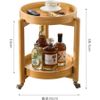 Side Table, Home Mobile Coffee Table, with Casters, Bamboo Round, Removable Tray, Movable Bed Table, Night Table, Sofa Side Table, Cafe Table, Mini Table with Shelves, Compact, Small Storage Room,