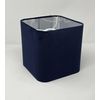 Navy Blue Velvet Brushed Silver Rounded Square Lampshade