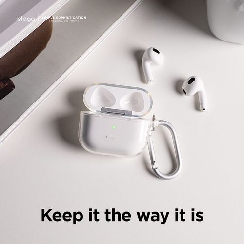 elago Clear Case with Keychain Compatible with AirPods 3 Case Cover, Gel Tape Included, Reduced Yellowing, Clear Protection, Supports Wireless Charging [Clear]