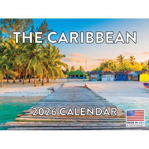 Caribbean Calendar 2026 Tropical Beach Islands Monthly Wall Calender 12 Month | American Made In The USA