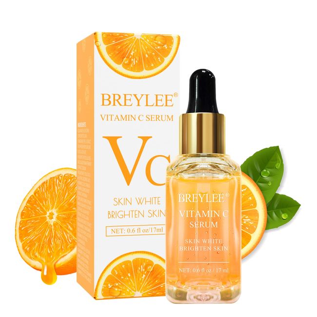 BREYLEE Vitamin C Serum for Face & Eye (o.6 oz) for Brightening Skin,Dark Spot Remover,Reduce Wrinkle,Anti Aging Serum,Moisturizer Brightening Serum with Hyaluronic Acid,Vitamin E,Retinol,Nicotinamide