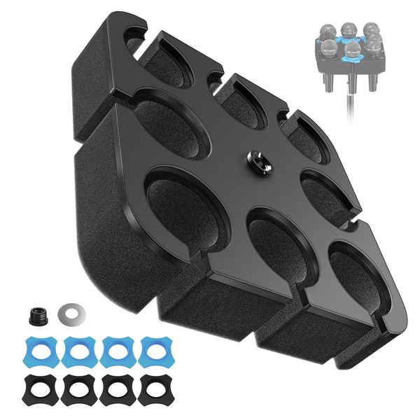 Borenbuir Multi Microphone Holder (Aluminum) for Handheld Dynamic, Wired and Wireless Mics storage, Square Tray Attachment holds up to 8 mics On Stage Organizer and Display