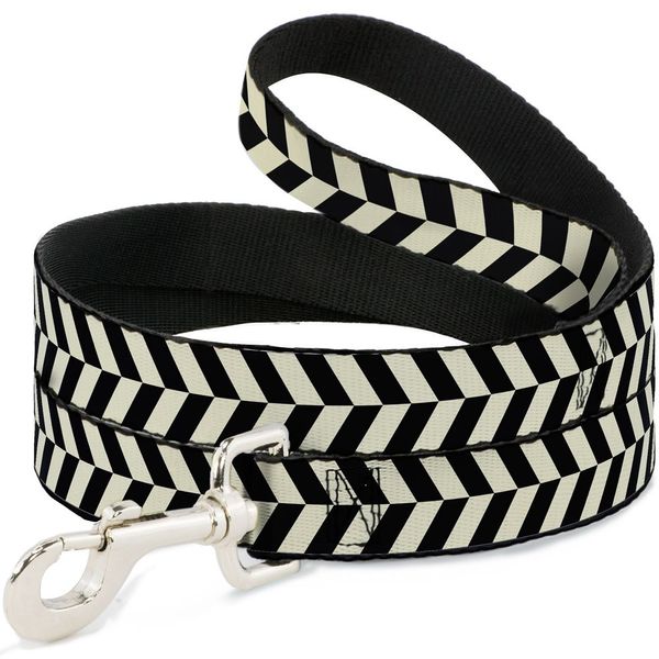 Dog Leash Rhombus Split Cream Black 4 Feet Long 1.5 Inch Wide