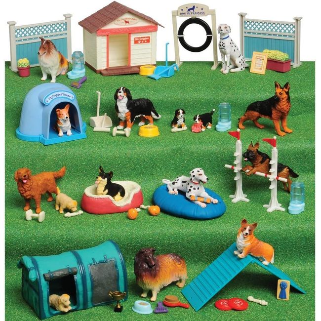 CP Toys Dog Academy Playset – 51pc Educational & Interactive Mini Dog Park Figurines with Pretend Play Puppy Training Equipment, Ideal Role Play Toy for Animal Lovers and future Dog Trainers - Ages 3+