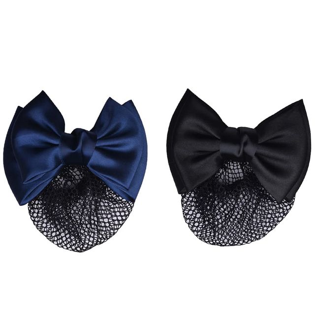 UUYYEO 2 Pcs Hair Snood Net Hair Clip Bun Cover Bow Barrette Hairnets Headdress Hair Accessories for Women