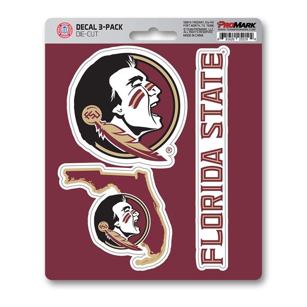 FANMATS NCAA Florida State University 3 Piece Decal Set, Maroon