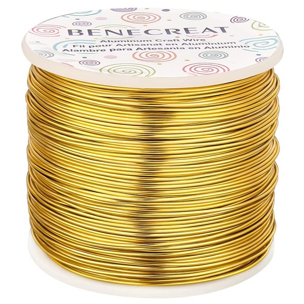 BENECREAT 18 Gauge (1mm) Aluminiumdraht 492FT (150m) Anodized Jewelry Craft Making Perlen Floral Colored Aluminium Craft Wire - Hell Gold