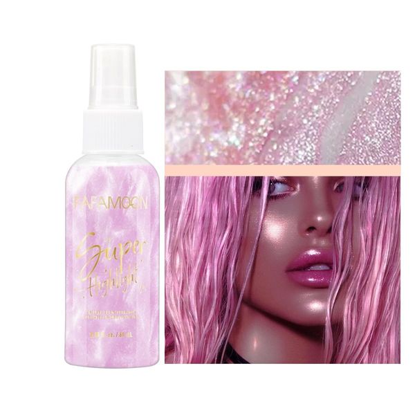 PAQIMAN Body Glitter Spray, Perfect Body Liquid Luminizer Illuminator for Hair and Body Glitter Spray。(Pink)