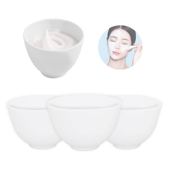 FERCAISH 4Pcs Diy Face Mask Mixing Bowl, Microwavable Silicone Facial Mud Bowl Cosmetic Beauty Tool for Home Salon(Small/Pink)