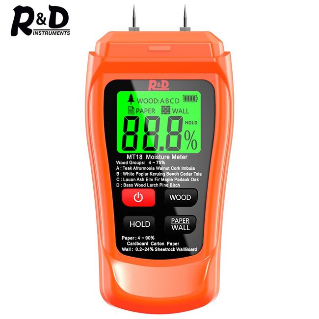 R&D Wood Moisture Meter MT-19 Digital Humidity Detector Hygrometer With  Replaceable Probe HD screen Timber Wall Carton tester