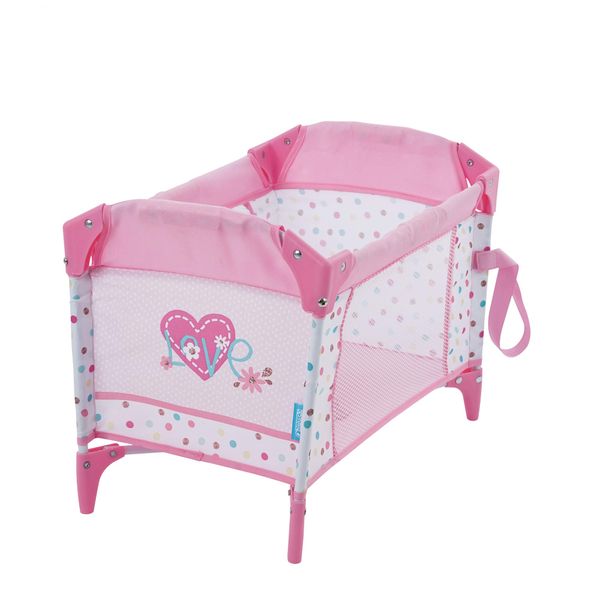 Hauck Love Heart Doll Pack and Play Yard, Folds for Easy Storage and Travel, Fits Dolls Up to 16 inches (D90723), Toy for Age 3 and Up, Care for Baby Doll Sleeping Role Play,Pink, Small