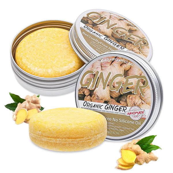 2 Stück Ginger Hair Regrowth Shampoo Bar, Ingwer Shampoo Seife, Ingwer Haarwuchs Shampoo Riegel, Anti Hair Loss Shampoo Soap, Ginger Shampoo Bar für fördert Gesundes Haarwachstum