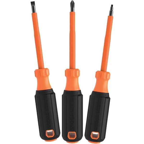 85073INS Insulated Screwdriver Set Features 1000V Phillips, Slotted and Square T