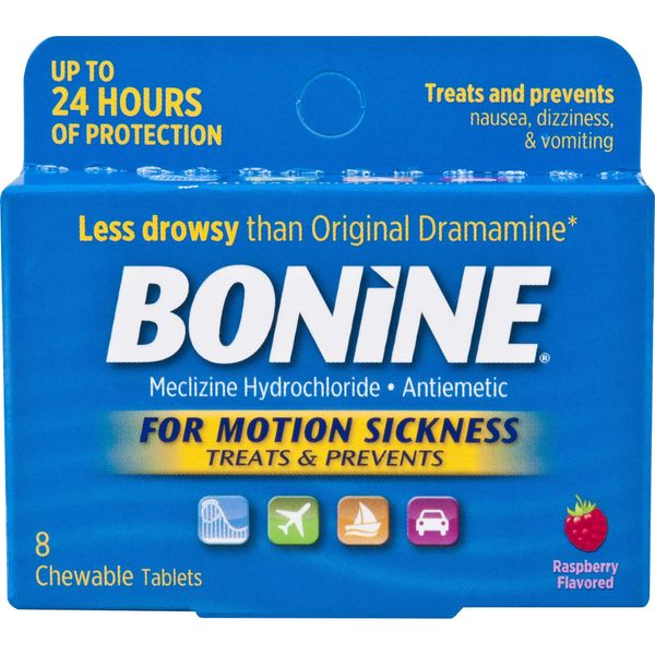Bonine Motion Sickness Tablets, Raspberry