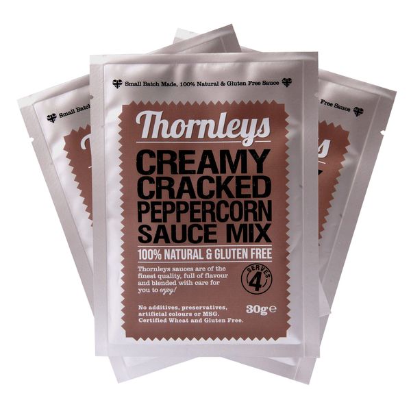 Thornleys Gluten Free Cracked Peppercorn Sauce Mix | No Additives, Preservatives, Colours or MSG | Add Milk | Perfect for Steak | 1 Pack Serves 4