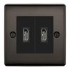 BG Nexus Black Nickel 2 Gang HDMI Socket Black Inserts