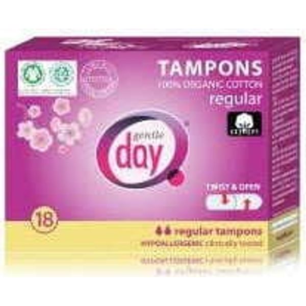Gentle Day® Regular Tampons 100% Organic Cotton 1 Pack of 18 Tampons