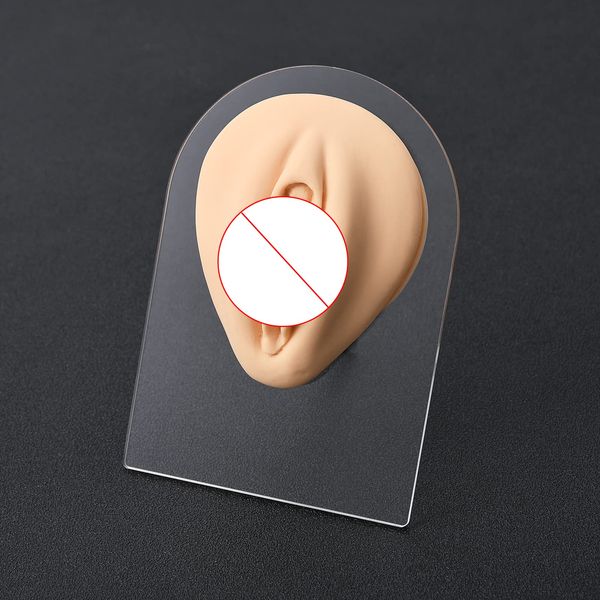 JIESIBAO Silicone Body Model for Piercing Display,Soft Body Part Displays for Jewelry Display,Piercing Practice,Body Part Acupuncture,Human Silicone Teaching Tool with Acrylic Stand