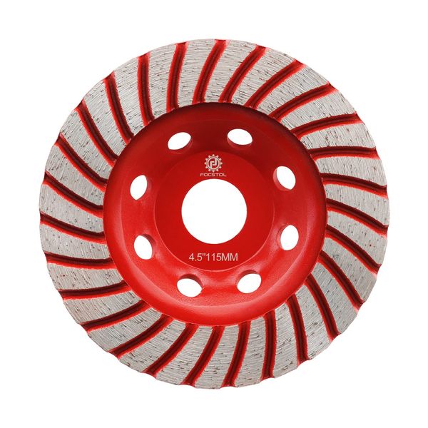 FOCSTOL Diamond Grinding Cup Wheel - 115mm Turbo Row Grinding Wheel for Concrete Granite Marble Masonry Artificial Stone for Angle Grinder