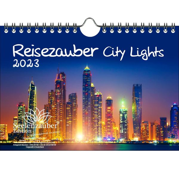 Städtezauber City Lights DIN A5 Wall Calendar for 2023 Night Cities - Seelenzauber