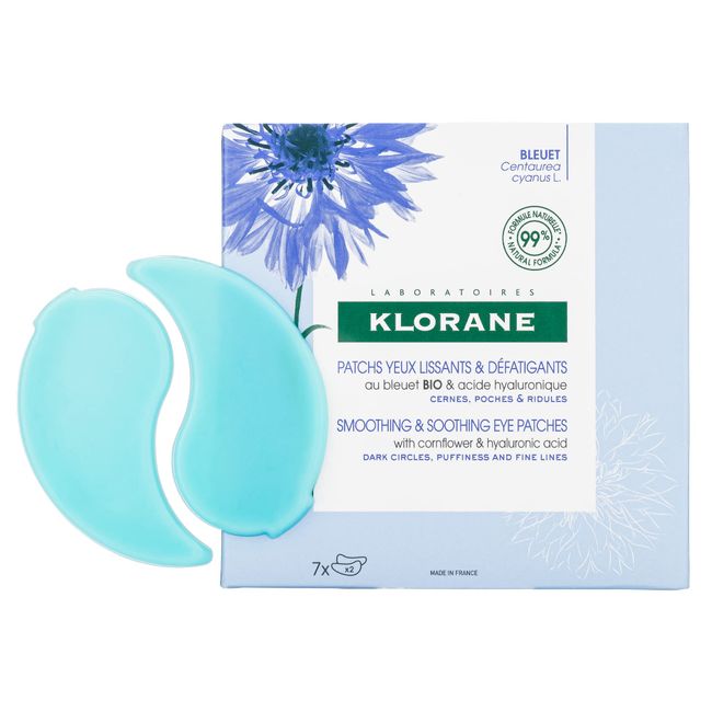 Klorane Smoothing and Soothing Eye Patches with Cornflower and Hyaluronic Acid, 7 ct.