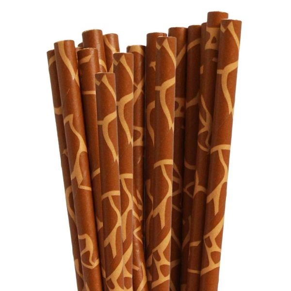 Bakell 24 PC Giraffe Print Cake Pop or Party Drinking Straws - Baking, Caking and Craft Tools