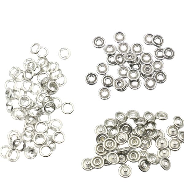 KUKU Koubou Ring Snap Buttons 50 Pairs Set (7mm, Silver)