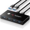 USB 3.0 Switch, Rybozen USB KVM Switch for 2 Computer Sharing 4 USB Devices, 2 in 4 out USB Switcher for Mouse Keyboard Scanner Printer, USB Sharing Switch with 2 Pcs USB 3.0 Cable