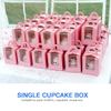 Goalfly 24 Pcs Single Cupcake Boxes, Individual Cupcake Boxes, Cupcake Boxes Individual with Window and Inserts (Pink)