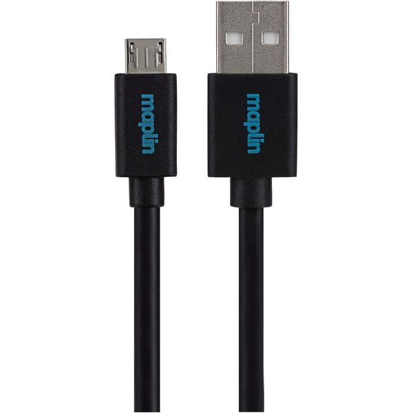 Maplin Premium Kabel USB A 2.0 Stecker auf Micro USB B Stecker, 0,75 m, Schwarz