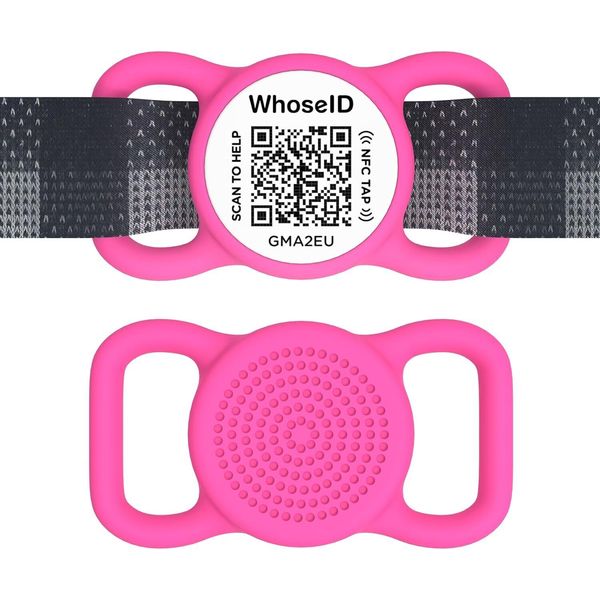 WhoseID QR Code Dog Tag with NFC, Personalized Pet ID Tag, Silent Silicone Dog T