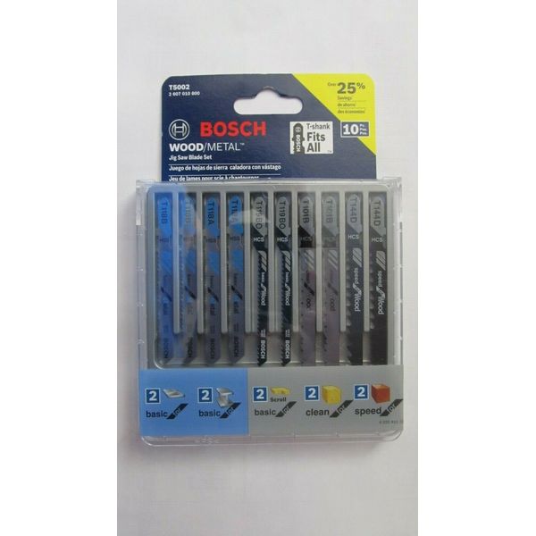 Bosch T5002 10-Piece Assorted Jig Saw Blade Set (10 Pack) (T Shank)