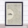 Fingerprint Designs Lullaby Vintage Script Song Lyric Print