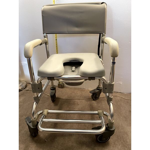 Shower Chair w/seatbelt, footrest and lockable wheels