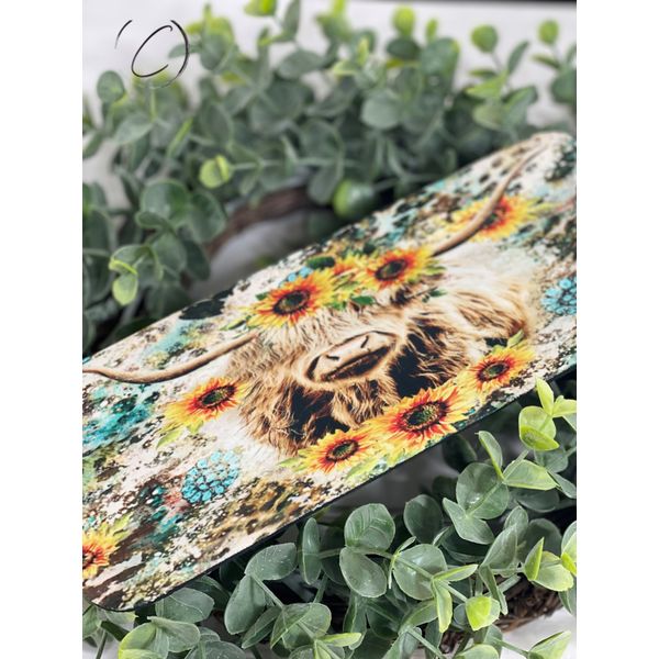 Sunflower Highland Cow Slap Wrap Can Cooler