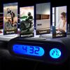 Dickno 2 in 1 Car Digital Thermometer Clock, Mini Electronic Luminous Auto Dashboard Temperature Clock, Universal Vehicle LCD Backlight Portable Tiny Digital Dashboard Clock