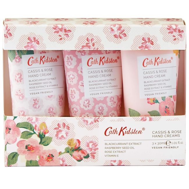 Heathcote & Ivory Cath Kidston Cassis & Rose Cottage Floral Hand Cream Trio 30ml Each