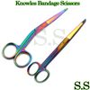 2 Knowles Bandage Scissors 5.5" Straight & Angled Multi Titanium Color Rainbow