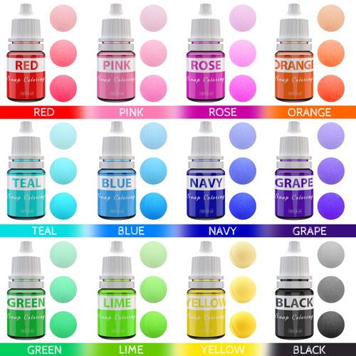Soap Dye Set 12 Colours – Liquid Soap Colours Colouring for DIY Soap Making – Concentrated Food Grade Bath Bomb Colour Pigment for Bath Bombs Kit, Slime, Crafts
