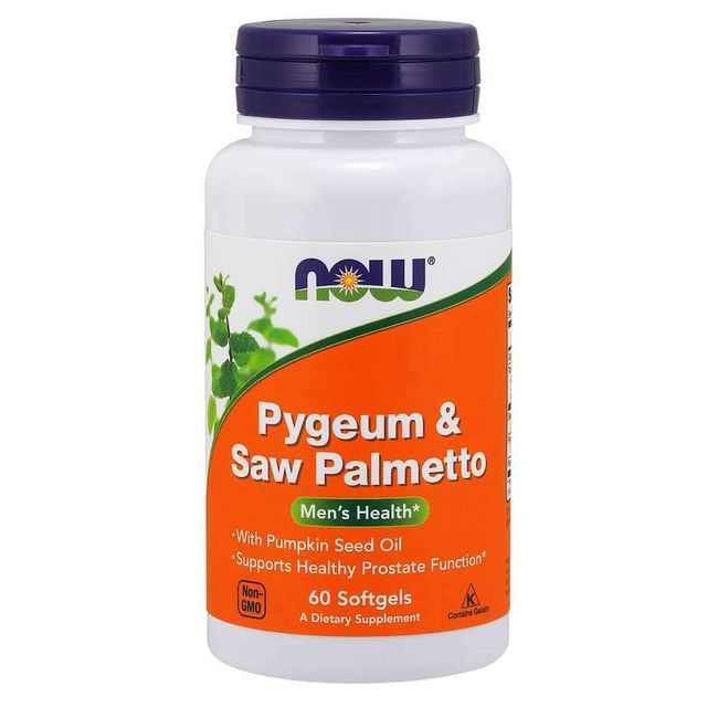 NOW Foods Pygeum & Saw Palmetto 60gels Pumpkin Seed Oil 1500mg Kosher Non GMO