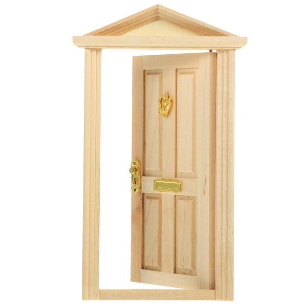 Wooden Dollhouse Door Dollhouse Door 1 12 Scale, Mini Wooden Door, Dollhouse Front Door 1 12 Scale, Mini Wooden Door for Dolls DIY Dollhouse Furniture Accessories 1:12 Wood Door